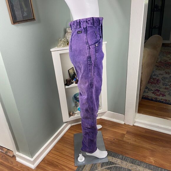 Vintage 80s 90s Wrangler Silver Lake Acid Wash Purple Jeans Western Bareback 26" - Picture 5 of 12